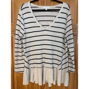 eri + ali size LG Sweater Cream With Black Stripes Anthropologie